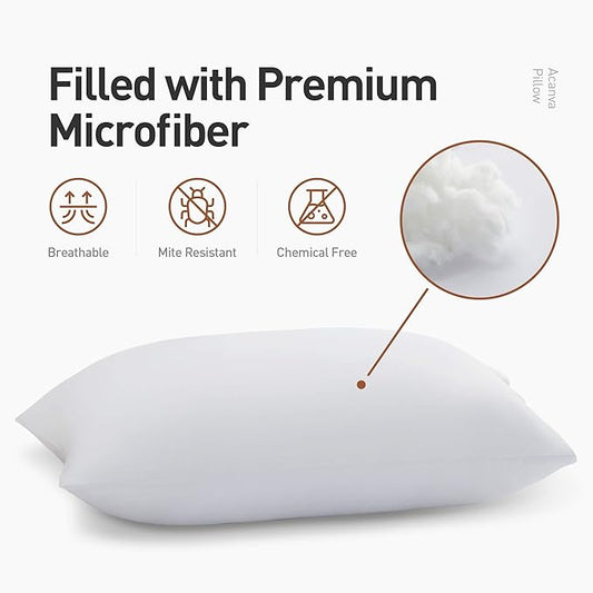 Acanva Bed Pillows 2 Pack Hotel Collection Luxury Soft Inserts for Sleeping-Breathable and Comfortable for Stomach Back Sleepers, Standard (Pack of 2),