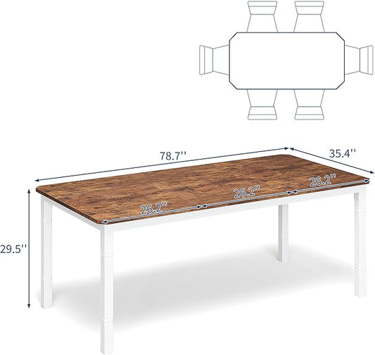 Garvee 78 in Large Industrial Dining Table for 6-8, Kitchen Table with Heavy Duty Metal Legs, Wood Desk with Chamfer Corner for Dining Room, Kitchen, Living Room, Easy Assembly
