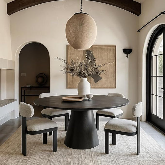 Meridian Furniture 848-T Gavin Collection Mid-Century Modern Oval Dining Table with Oak Wood Veneer in a Black Finish, 72" W x 43.5" D x 30" H, Black