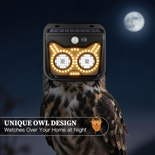 Solar Motion Sensor Lights Outdoor, Owl Shaped Warm White Waterproof Solar Powered Wall Lights, 3 Lighting Modes Security Flood Lights for Outside Deck, Fence, Yard, Garden, Step, Porch, Door -10 Pack