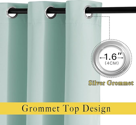 NICETOWN Blackout Curtain Panels 72 - Window Treatment Energy Saving Thermal Insulated Solid Grommet Blackout Drapes for Living Room (1 Pair, 52 by 72 inches, Aqua Blue)