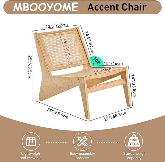 Mid Century Modern Accent Chair for Living Room, Low Armless Lounge Chair with Solid Wood Frame, Comfy Armchair for Bedroom and Balcony, Wood