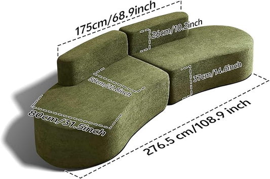 Swbvs Modular Floor Sofa Set, Boneless Memory Foam Lounge Couch, Convertible Low-Profile Seating for Living Room, Bedroom & Small Spaces, Washable Cover, Modern Green