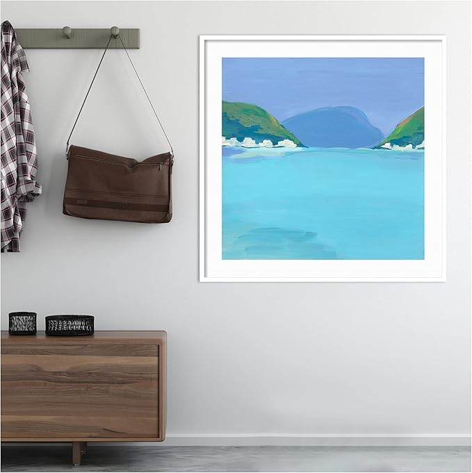 Amanti Art Framed Wall Art Print 41x41 Lake View by Kate Aurelia Holloway, Landscapes Wall Art, Coastal Decor, Oversize Poster Painting Artwork for Living Room, Bedroom, Bathroom, Kitchen, Office