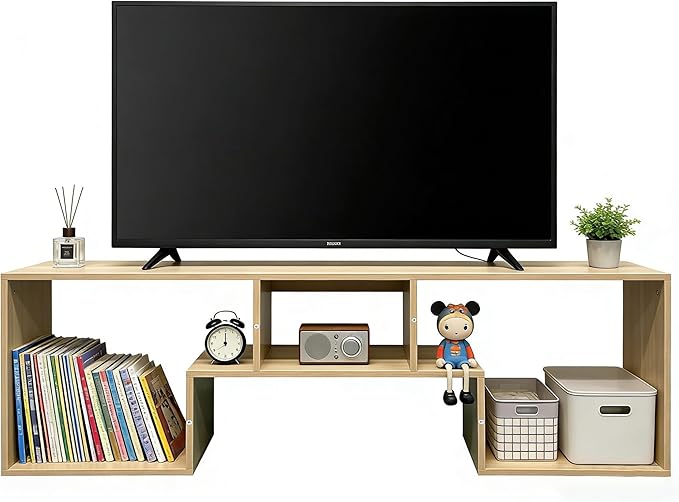 Lightdot TV Stand for TVs up to 55'', Modern Entertainment Center with Open Storage Large Capacity for Collection, Media TV Table Console for Living Room/Bedroom/Sofa Cabinet, Easy Assembly - Walnut