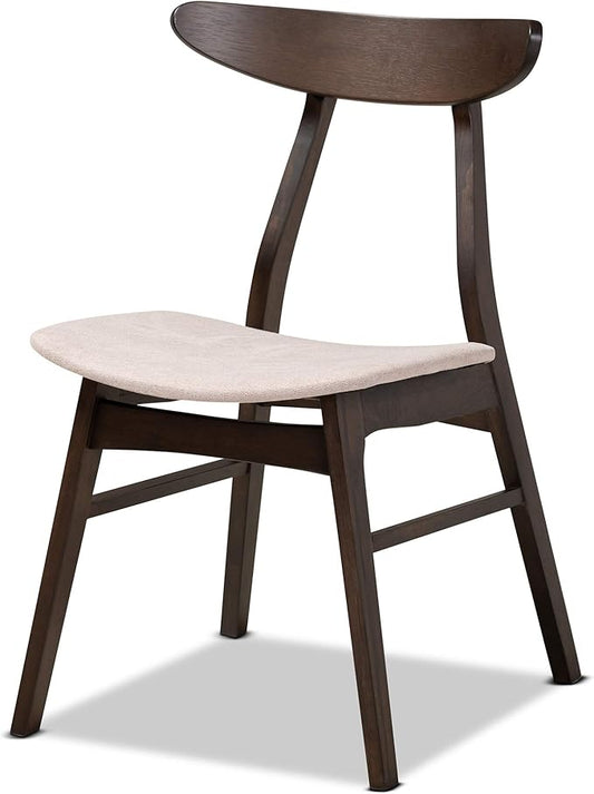 Baxton Studio Cavan Dining Set Dining Set Beige Fabric Upholstered Dark Oak Brown Finished 5-Piece Wood Dining Set