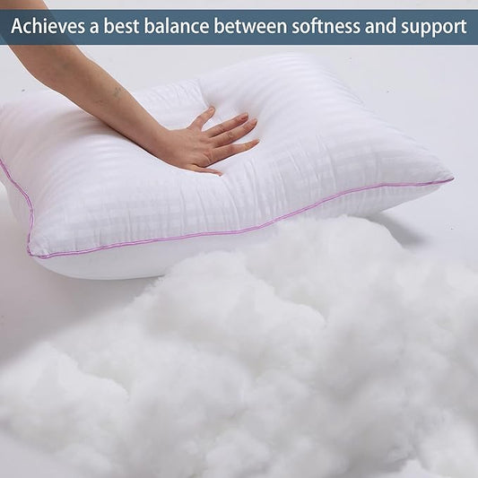 VAINOC Pillows Queen Size Set of 4,Breathable Hotel Collection Bed Pillows for Side Back Stomach Sleepers,Machine Washable Supportive Soft Down Alternative Microfiber Filled