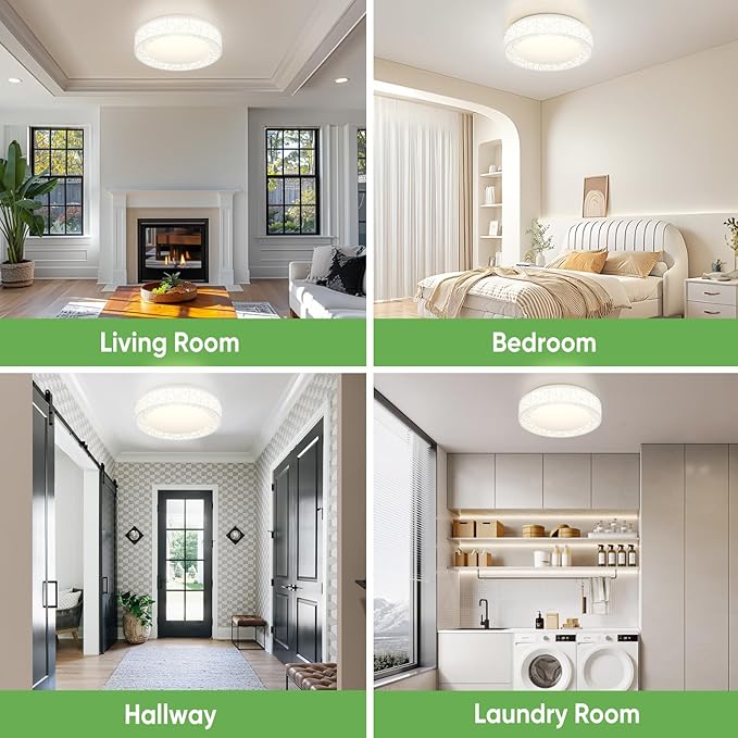 12 Inch Flush Mount Ceiling Light, Modern White LED Ceiling Light Fixture, 20W 1400LM 2700-6500K Adjustable, Dimmable Ceiling Lights for Bedroom, Kitchen, Hallway, Bathroom, ETL