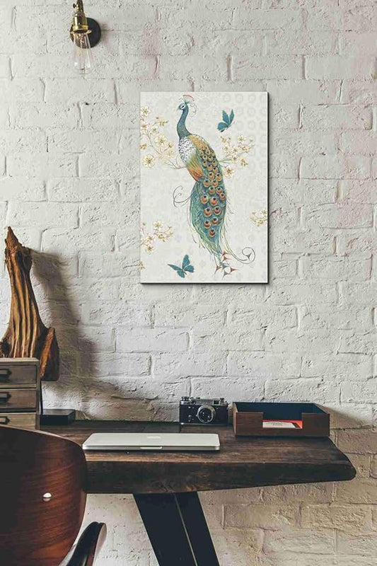 Epic Graffiti 'Ornate Peacock XA' by Daphne Brissonet, Canvas Wall Art, 12"x18"