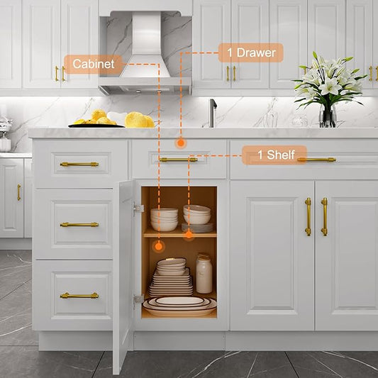 LOVMOR Kitchen Base Cabinets, Sideboard Storage Cabinet, Entryway Cabinet with 1-Drawer & Adjustable Shelf, 18" W X 24" D X 34-1/2"H (Light Gray)