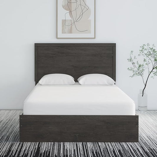 Signature Design by Ashley Belachime Casual Queen Panel Bed with Metal Slats, Foundation or Box Spring Needed, Black