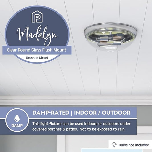 Prominence Home Madalyn 13" Brushed Nickel Flush Mount Seeded Round Glass Ceiling Light - 51542-01