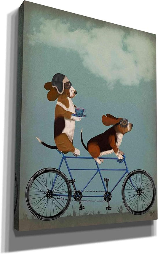 Epic Graffiti 'Basset Hound Tandem' by Fab Funky Canvas Wall Art, 26"x34"