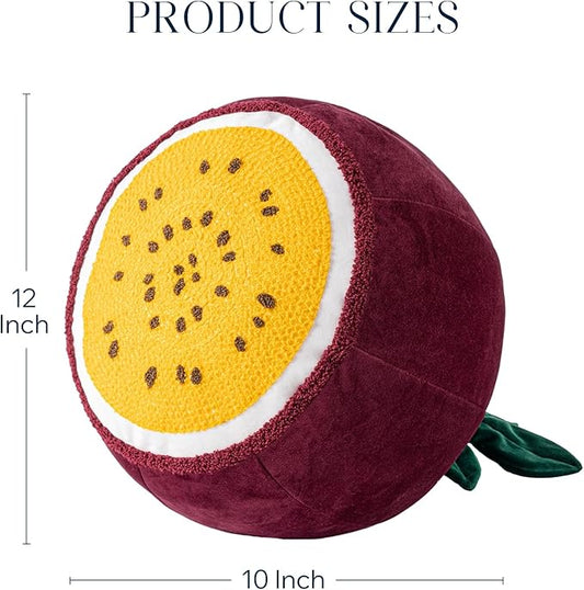Phantoscope Fruit Shaped Pillows Series Passion Fruit Shaped Throw Pillow, Fun Home Decor of Fruit Themed Shaped Cushions, Decorative Shaped Pillow for Couch Bed and Chair, Red, 10 x12 inches