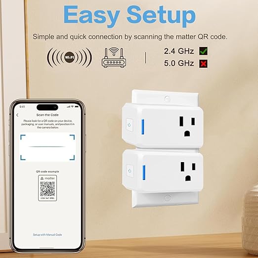 Jinvoo Matter Smart Plug Mini Outlet with Timing Function,Remote Control Your Devices,Occupies Only One Socket,Works with HomeKit Philips HUE SmartThings hub and Alexa Google Assistant 2 Pack