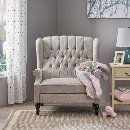 Christopher Knight Home Salome Push Back Recliner, Light Gray, Dark Brown