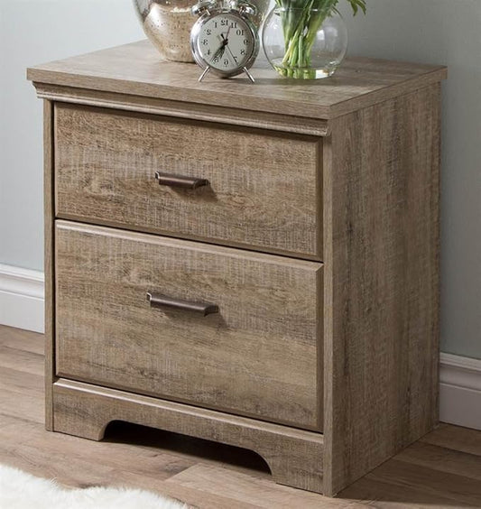 South Shore Versa 2-Drawer Nightstand Weathered Oak, Traditional