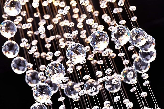 Saint Mossi 5-Lights Modern Raindrop Chandelier, Modern Crystal Height Light Fixture for Foyer, K9 Crystal Tall Chandeliers for Dining Room, Living Room, Chrome Finish Canopy