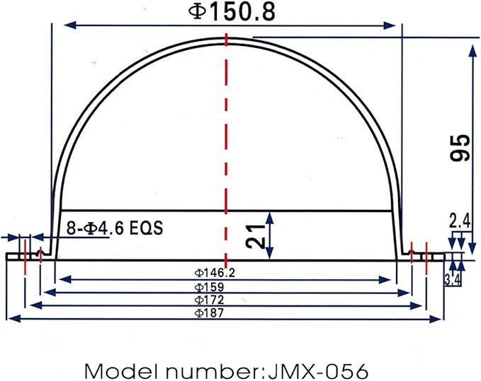 JMX Acrylic/PC CCTV Replacement Clear Camera Dome Cover Security Camera Housing Pet Dog Fence Window Skylight Window (5.6 Inches, Transparent)