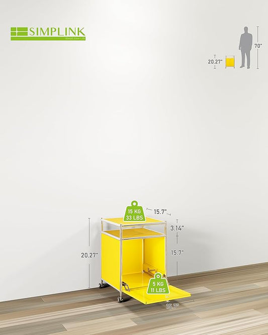 Matte Storage Cart with Flap Door, Large Capacity Storage Cart with Detachable Wheels, DIY Modern Home Furnishing, Great for Home, Office, Bedroom, Kitchen (Matt Yellow)