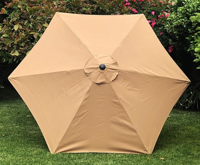 BELLRINO DECOR Replacement Light Coffee / Tan " STRONG & THICK " Umbrella Canopy for 9ft 6 Ribs (Canopy Only)