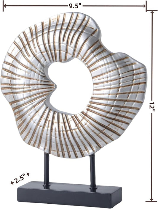 Unique Wabi Sabi Sculptures Decor Neutral Distressed Decorative Objects for Living Room Fireplace Mantel Entryway Table Home Decor Items (Vintage Silver)
