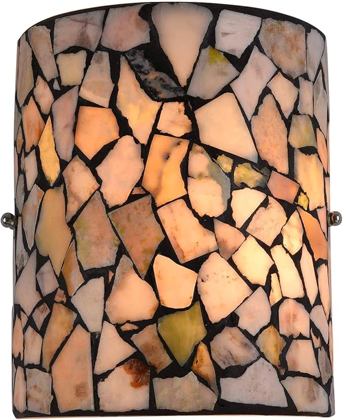 ARTZONE Tiffany Wall Sconces, Natural Shell Lampshade Mosaic Wall Light for Bedroom, Stairway, Corridor