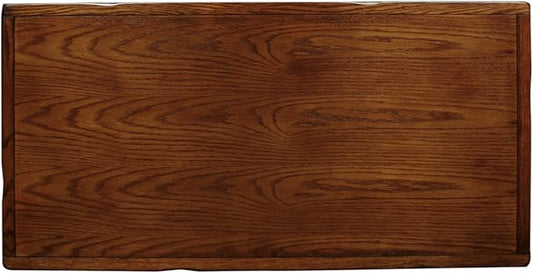 Leick Home Sibley Coffee Table, Solid Wood, Slate Tile Details, Bottom Display Shelf, Easy-Assembly, Living Room, Rustic Oak, 38 in x 20 in x 20.5 in, 10058