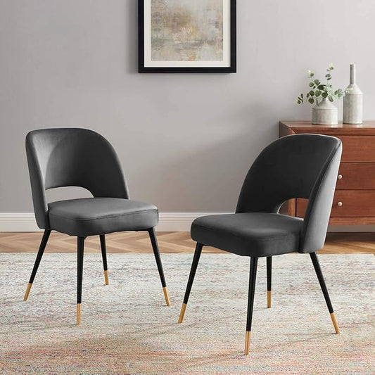 Modway Rouse Upholstered Velvet Side, 2 pcs - Dining Chairs, Charcoal