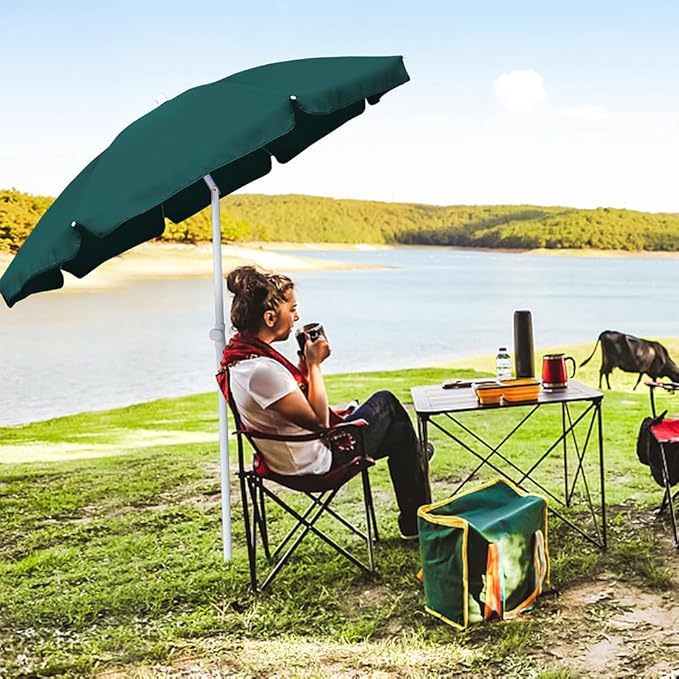 AMMSUN 6FT Portable Picnic Outdoor Canopy Sunshade Beach Umbrella with Tilt Function, Small Patio Umbrella - Green