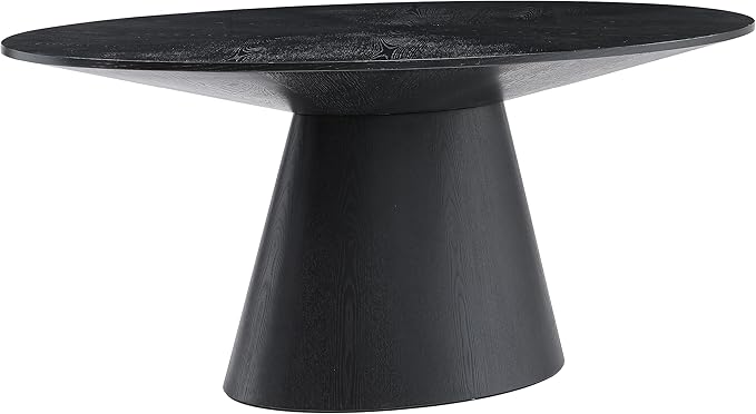 Meridian Furniture 848-T Gavin Collection Mid-Century Modern Oval Dining Table with Oak Wood Veneer in a Black Finish, 72" W x 43.5" D x 30" H, Black