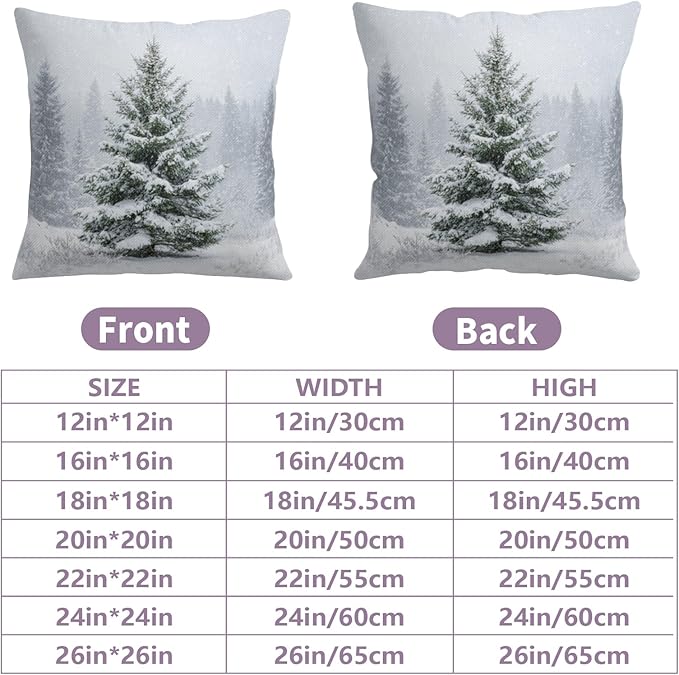 Winter Pillow Covers 24x24 Set of 2 Christmas Pine Tree Decorative Outdoor Throw Pillow Cases Rustic Natural Forest Snowflake Farmhouse Holiday Cushion Case for Home Couch Sofa