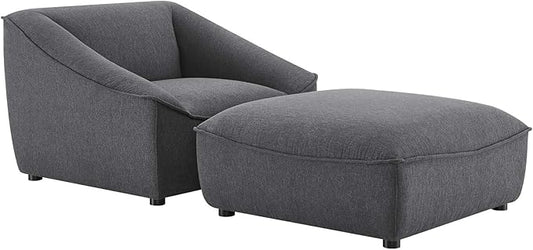 Modway Comprise Fabric Upholstered Sectional, 2-Piece Set, Charcoal
