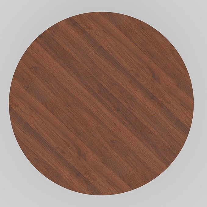 Casaphoria 46" Round Dining Table for 2-4, Farmhouse Style Small Table with Stripes Base, Easy Assembly for Living Room, Kitchen, Bar, Walnut