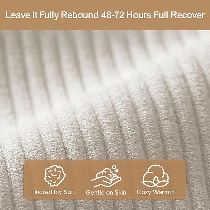 BSHOMGI 4 in 1 Futon Sofa Bed Queen Size - Foldable Convertible Sleeper Sofa Couch, Removable Washable Corduroy Cover, Space Saving Floor for Living Room (Beige, 53.15" Double Sofa)