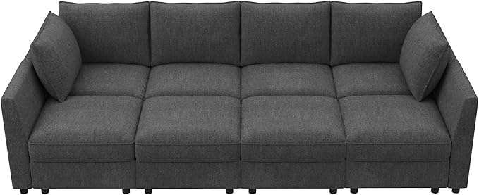 HONBAY Modular Sofa Sectional Sleeper Couch with Storage Seat Reversible Sectional Sleeper Couch Modular Sofa - Snowflake Velvet Grey