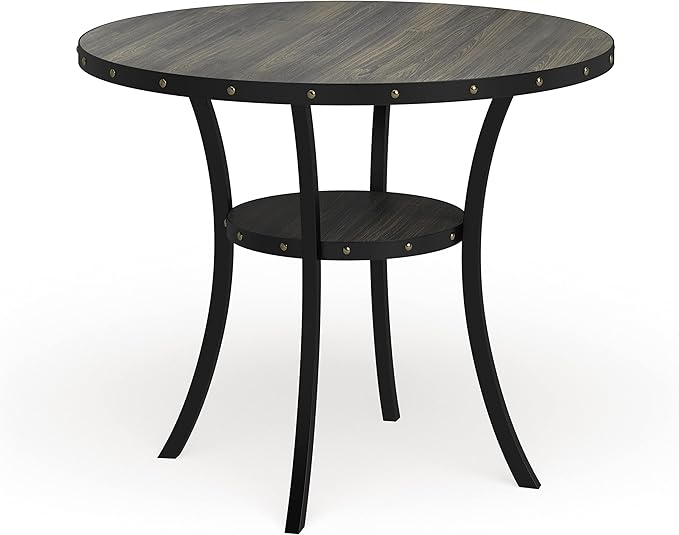 Roundhill Furniture Biony Collection Counter Height Dining Table, Round