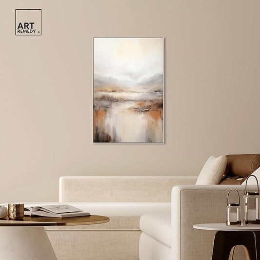 Art Remedy Natural Cascades Canvas Muted Abstract Wall Art, Silver Frame, 30" x 45"