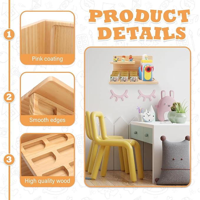 Wall Shelf Compatible with Little Tikes for Story Dream Machine Books Starter Set, for Little Tikes for Storytime Audio Play Real for Littles Character Storage Floating Shelves (Natural)