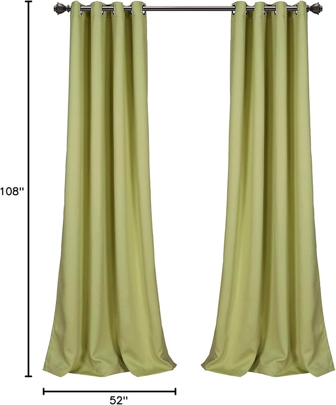 Lush Decor Insulated Grommet Blackout Window Curtain Panels, Pair, 52" W x 108" L, Sage - Classic Modern Design - Chic Window Decor - Long Curtains For Living Room, Bedroom, Or Dining Room
