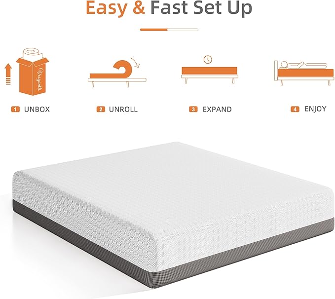 Vesgantti Full Mattress, 14 Inch Gel Memory Foam Mattress for Cool Night & Pressure Relief, Medium Plush Feel with Motion Isolating,Breathable Removable Cover