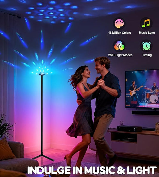 Uplighter Corner Floor Lamp, Smart RGB LED Corner Floor Lamp,Modern Projector Floor lamp with APP & Remote,Ambient Lighting Color Changing Standing Lamp with Music Sync for Living Room