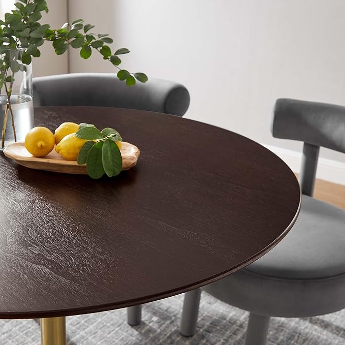 Modway Lippa Dining Table, 40", Gold Cherry Walnut