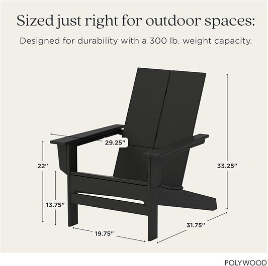 POLYWOOD Contemporary Modern Oversized Adirondack Chair in Black