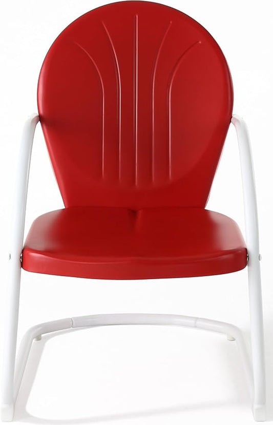 Crosley Furniture Griffith Outdoor Chair, Retro Metal Patio Chairs for Dining, Porch, Deck, Balcony, Red