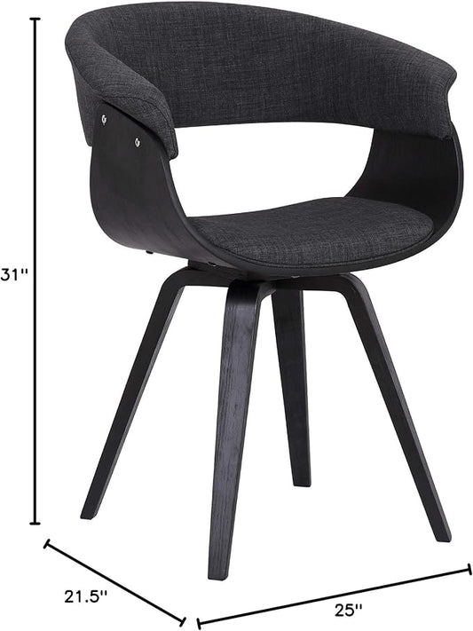 Armen Living Summer Contemporary Dining Chair in Black Brush Wood Finish and Charcoal Fabric - Set of 4