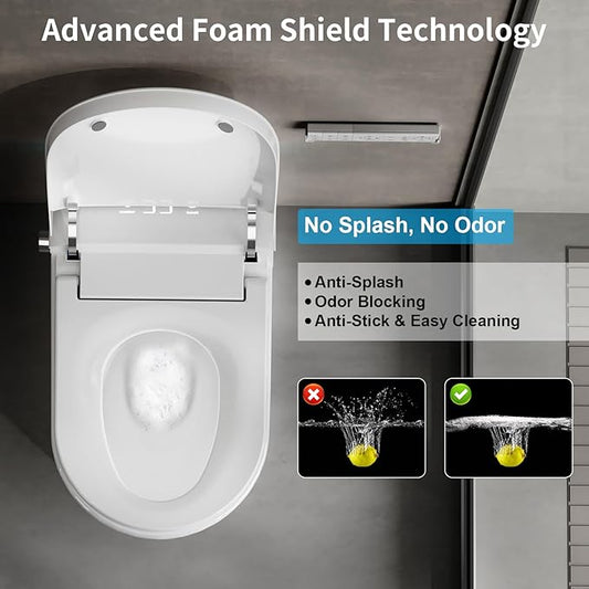 Smart Toilet with Bidet Built in, Bidet Toilet with Heated Seat and Night Light, One Piece Toilet for Bathroom, UV-C light, Foam Shield, Dual Flush - Manual Lid/Seat