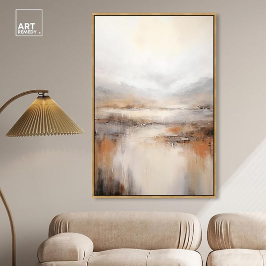 Art Remedy Natural Cascades Canvas Muted Abstract Wall Art, Gold Frame, 36" x 54"