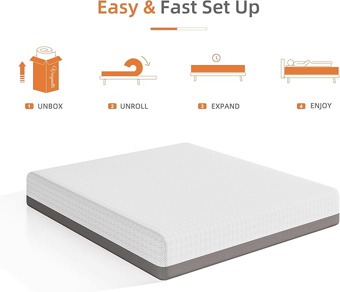 Vesgantti King Mattress, 12 Inch Gel Memory Foam Mattress for Cool Night & Pressure Relief, Medium Plush Feel with Motion Isolating,Breathable Removable Cover