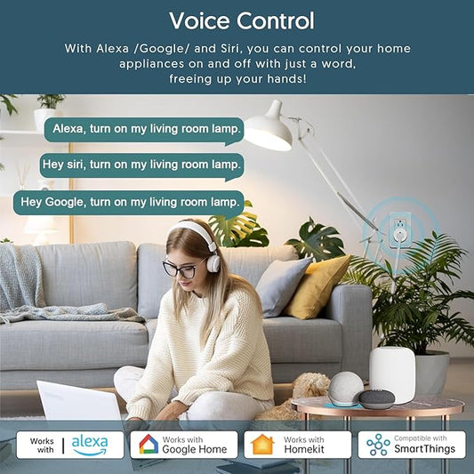 Smart Plug, Matter Compatible, Matter Hub Required, Easy Setup(FFS:Frustration-Free Setup), Work with Alexa, Google Home, Apple HomeKit(Siri)& SmartThings, 2.4 GHz Wi-Fi only (2 Pack)